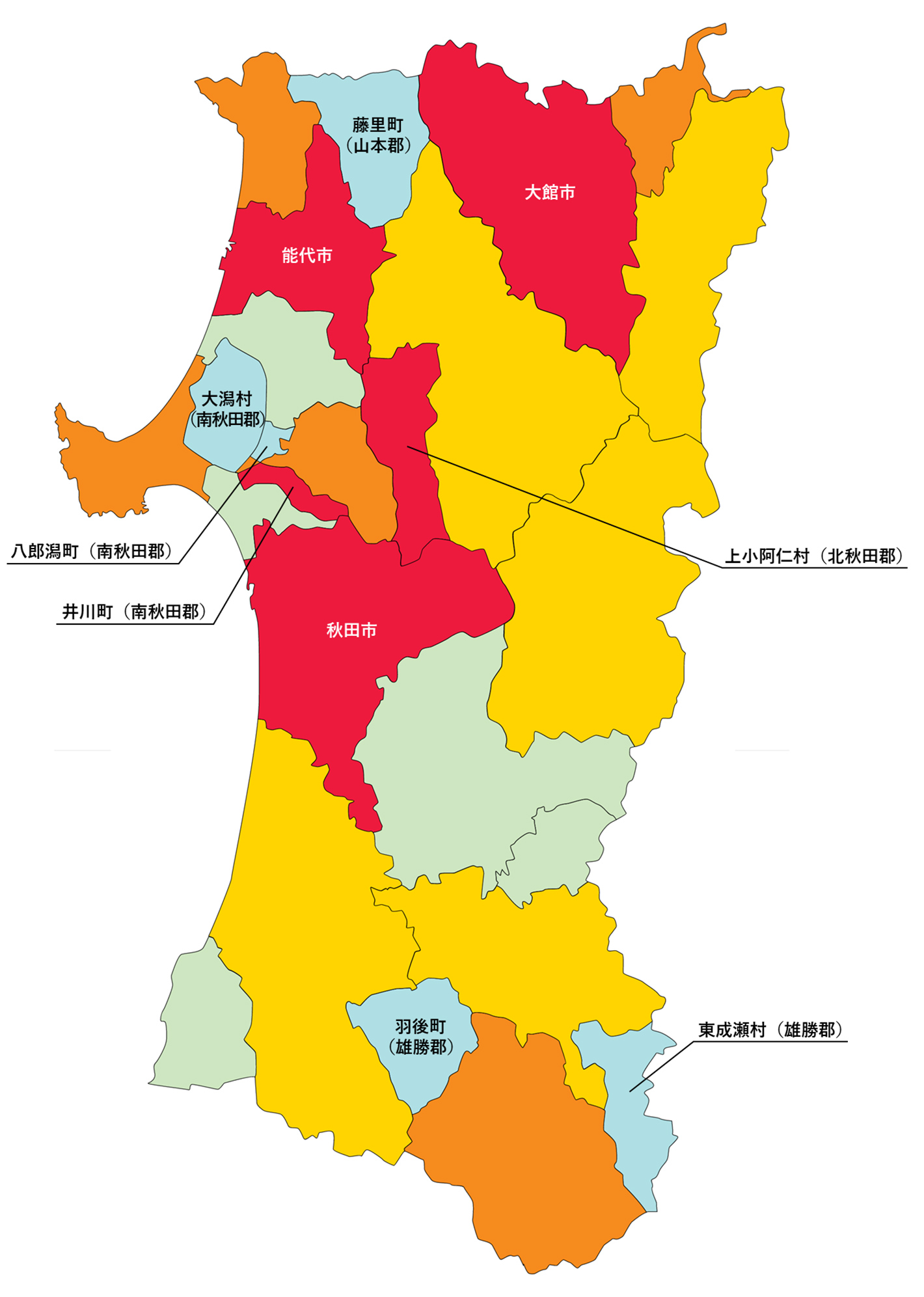 秋田県の白地図