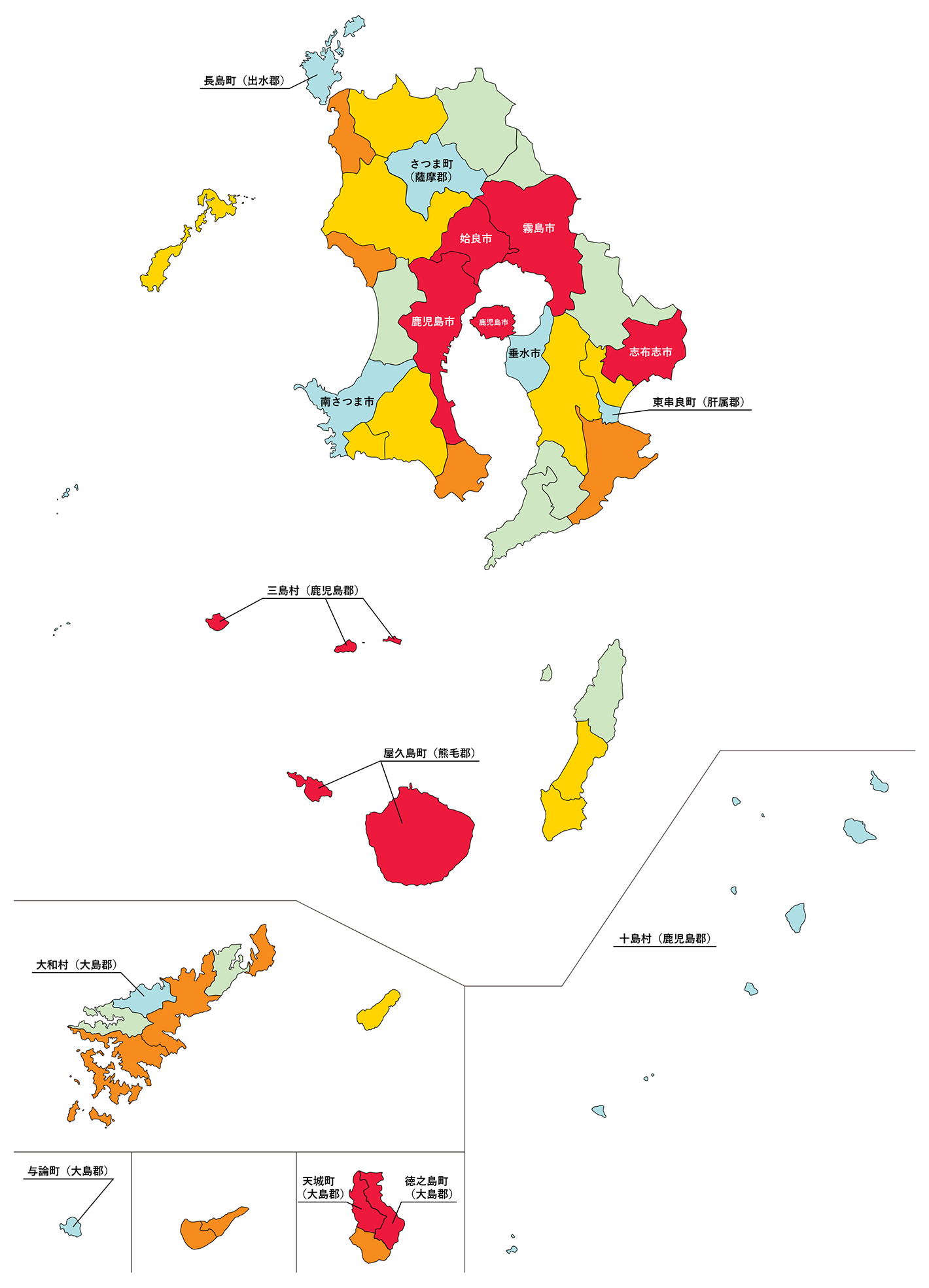 鹿児島県の白地図